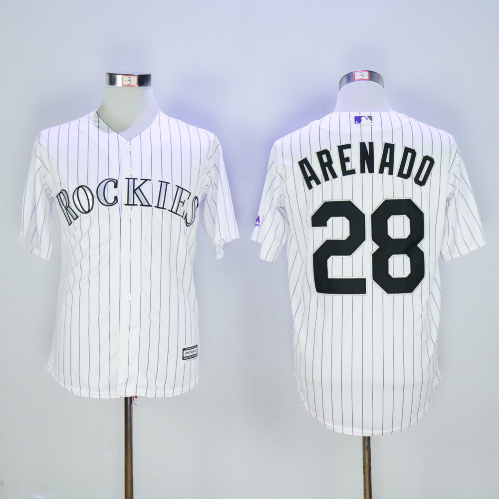 Men Colorado Rockies 28 Arenado White Game MLB Jerseys